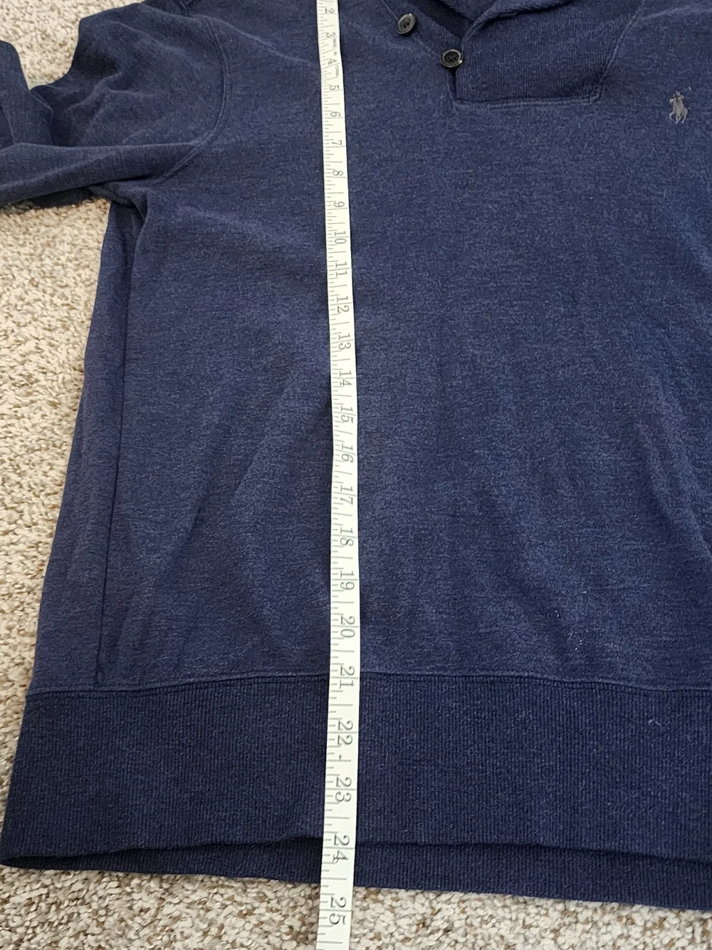🐎Polo Ralph Lauren Jersey Shawl-Collar Pullover Navy Heather. Y2K QUIET LUXURY